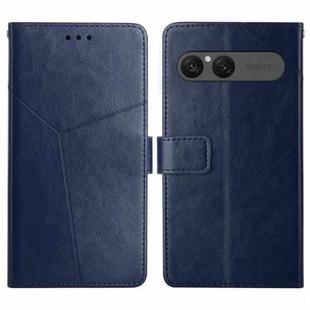 For Sony Xperia 10 VII Y-shaped Pattern Flip Leather Phone Case(Blue)