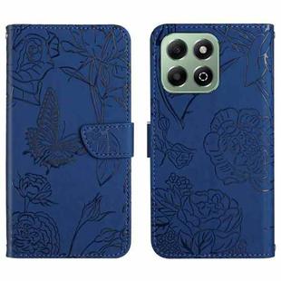 For Honor X6b HT03 Skin Feel Butterfly Embossed Flip Leather Phone Case(Blue)