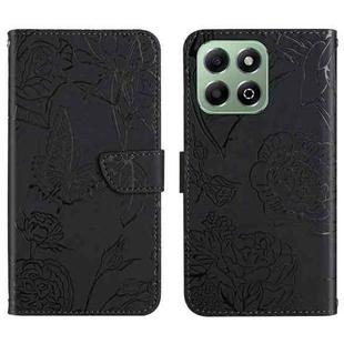 For Honor X6b HT03 Skin Feel Butterfly Embossed Flip Leather Phone Case(Black)