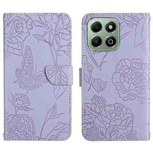 For Honor X6b HT03 Skin Feel Butterfly Embossed Flip Leather Phone Case(Purple)