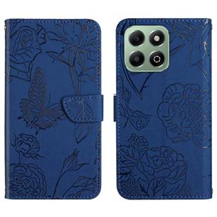 For Honor 200 Smart Global HT03 Skin Feel Butterfly Embossed Flip Leather Phone Case(Blue)