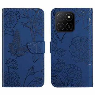 For Honor X5b 4G / X5b Plus 4G HT03 Skin Feel Butterfly Embossed Flip Leather Phone Case(Blue)