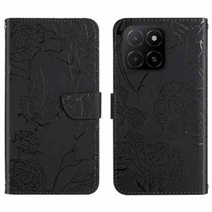 For Honor X5b 4G / X5b Plus 4G HT03 Skin Feel Butterfly Embossed Flip Leather Phone Case(Black)