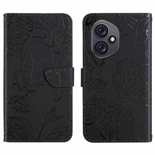 For Honor 400 Global 156.5mm HT03 Skin Feel Butterfly Embossed Flip Leather Phone Case(Black)