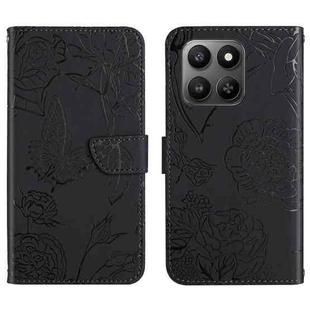 For Honor 400 Smart 5G HT03 Skin Feel Butterfly Embossed Flip Leather Phone Case(Black)