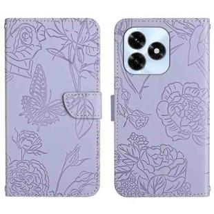 For Honor X5c Plus HT03 Skin Feel Butterfly Embossed Flip Leather Phone Case(Purple)
