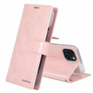 For iPhone 15 Plus GOOSPERY BLUE MOON Crazy Horse Texture Leather Phone Case(Rose Gold)