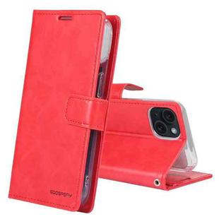 For iPhone 15 GOOSPERY BLUE MOON Crazy Horse Texture Leather Phone Case(Red)