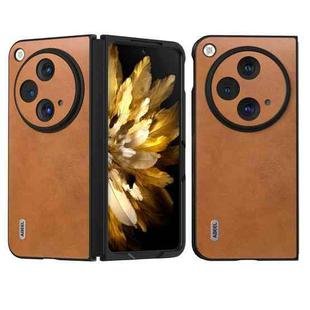 For OPPO Find N3 / OnePlus Open ABEEL Two-color Calf Texture PU Phone Case(Brown)