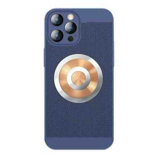 For iPhone 13 Pro Max Honeycomb Hole Copper Cooling Phone Case with Lens Film(Blue)