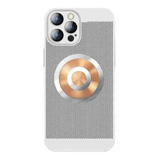 For iPhone 13 Pro Honeycomb Hole Copper Cooling Phone Case with Lens Film(Silver)