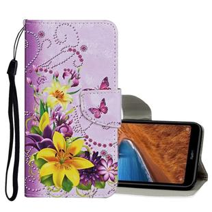 For Xiaomi Redmi 8 Colored Drawing Pattern Horizontal Flip Leather Case with Holder & Card Slots & Wallet(Yellow Flower Butterfly)