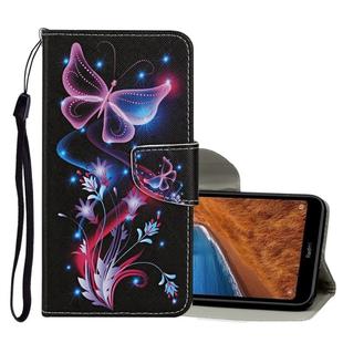 For Xiaomi Redmi Note 8 Pro Colored Drawing Pattern Horizontal Flip Leather Case with Holder & Card Slots & Wallet(Fluorescent Butterfly)