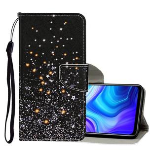 For Xiaomi Redmi Note 9 Colored Drawing Pattern Horizontal Flip Leather Case with Holder & Card Slots & Wallet(Black Star)