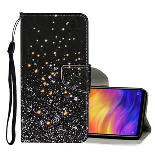 For Xiaomi Redmi Note 7 Colored Drawing Pattern Horizontal Flip Leather Case with Holder & Card Slots & Wallet(Black Star)