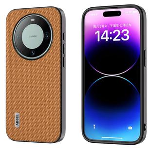 For Huawei Mate 60 Pro ABEEL Carbon Fiber Texture Protective Phone Case(Light Brown)