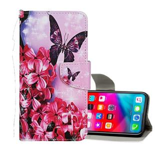 For iPhone XS Max Colored Drawing Pattern Horizontal Flip Leather Case with Holder & Card Slots & Wallet(Red Flower Butterfly)