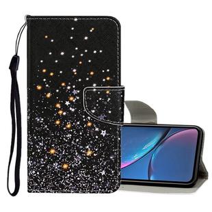 For iPhone XR Colored Drawing Pattern Horizontal Flip Leather Case with Holder & Card Slots & Wallet(Black Five-pointed Star)