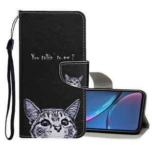 For iPhone XR Colored Drawing Pattern Horizontal Flip Leather Case with Holder & Card Slots & Wallet(Little Cat)