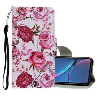 For iPhone XR Colored Drawing Pattern Horizontal Flip Leather Case with Holder & Card Slots & Wallet(Peony)