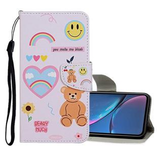 For iPhone XR Colored Drawing Pattern Horizontal Flip Leather Case with Holder & Card Slots & Wallet(Smiley Bear)
