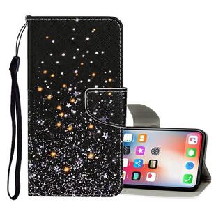 For iPhone X / XS Colored Drawing Pattern Horizontal Flip Leather Case with Holder & Card Slots & Wallet(Black Five-pointed Star)