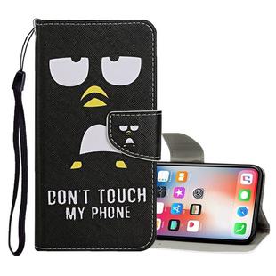 For iPhone X / XS Colored Drawing Pattern Horizontal Flip Leather Case with Holder & Card Slots & Wallet(Penguin)