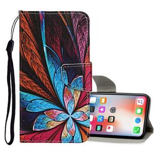 For iPhone X / XS Colored Drawing Pattern Horizontal Flip Leather Case with Holder & Card Slots & Wallet(Colorful Flowers)