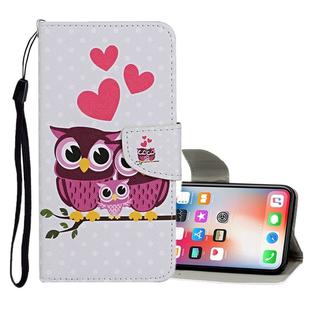 For iPhone X / XS Colored Drawing Pattern Horizontal Flip Leather Case with Holder & Card Slots & Wallet(Owl Family)