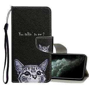 For iPhone 11 Pro Max Colored Drawing Pattern Horizontal Flip Leather Case with Holder & Card Slots & Wallet(Little Cat)