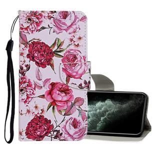 For iPhone 11 Pro Max Colored Drawing Pattern Horizontal Flip Leather Case with Holder & Card Slots & Wallet(Peony)