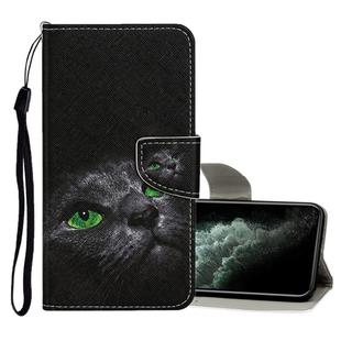 For iPhone 11 Pro Max Colored Drawing Pattern Horizontal Flip Leather Case with Holder & Card Slots & Wallet(Black Cat)