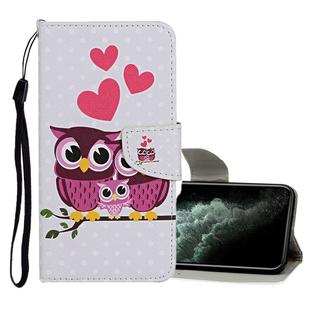 For iPhone 11 Pro Max Colored Drawing Pattern Horizontal Flip Leather Case with Holder & Card Slots & Wallet(Owl Family)