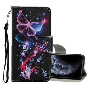 For iPhone 11 Pro Colored Drawing Pattern Horizontal Flip Leather Case with Holder & Card Slots & Wallet(Fluorescent Butterfly)