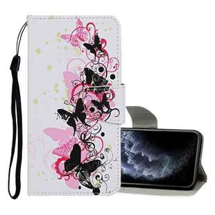 For iPhone 11 Pro Colored Drawing Pattern Horizontal Flip Leather Case with Holder & Card Slots & Wallet(Four Butterflies)