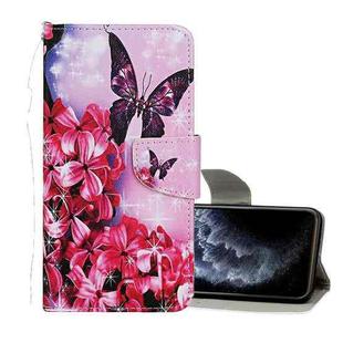 For iPhone 11 Pro Colored Drawing Pattern Horizontal Flip Leather Case with Holder & Card Slots & Wallet(Red Flower Butterfly)