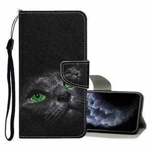 For iPhone 11 Pro Colored Drawing Pattern Horizontal Flip Leather Case with Holder & Card Slots & Wallet(Black Cat)