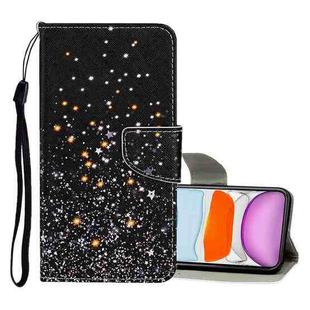 For iPhone 11 Colored Drawing Pattern Horizontal Flip Leather Case with Holder & Card Slots & Wallet(Black Five-pointed Star)