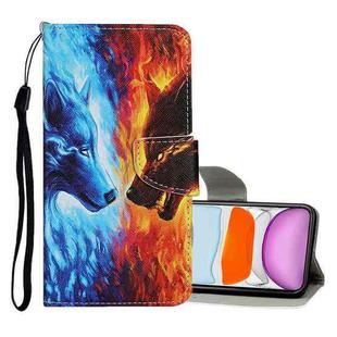 For iPhone 11 Colored Drawing Pattern Horizontal Flip Leather Case with Holder & Card Slots & Wallet(Flame Wolf)