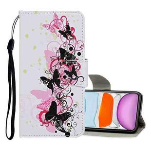 For iPhone 11 Colored Drawing Pattern Horizontal Flip Leather Case with Holder & Card Slots & Wallet(Four Butterflies)