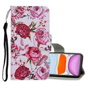 For iPhone 11 Colored Drawing Pattern Horizontal Flip Leather Case with Holder & Card Slots & Wallet(Peony)