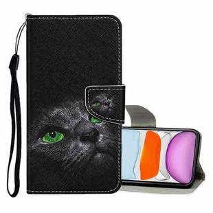For iPhone 11 Colored Drawing Pattern Horizontal Flip Leather Case with Holder & Card Slots & Wallet(Black Cat)