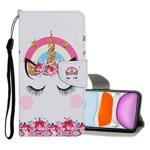For iPhone 11 Colored Drawing Pattern Horizontal Flip Leather Case with Holder & Card Slots & Wallet(Crown Unicorn)