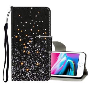 For iPhone 8 / 7 Colored Drawing Pattern Horizontal Flip Leather Case with Holder & Card Slots & Wallet(Black Five-pointed Star)