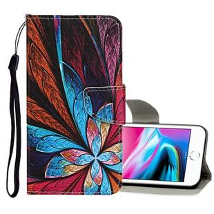 For iPhone 8 / 7 Colored Drawing Pattern Horizontal Flip Leather Case with Holder & Card Slots & Wallet(Colorful Flowers)