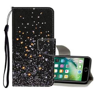 For iPhone 8 Plus / 7 Plus Colored Drawing Pattern Horizontal Flip Leather Case with Holder & Card Slots & Wallet(Black Five-pointed Star)