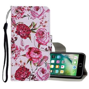 For iPhone 8 Plus / 7 Plus Colored Drawing Pattern Horizontal Flip Leather Case with Holder & Card Slots & Wallet(Peony)