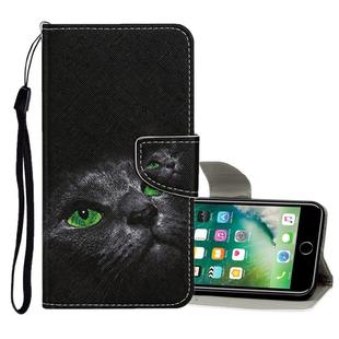 For iPhone 8 Plus / 7 Plus Colored Drawing Pattern Horizontal Flip Leather Case with Holder & Card Slots & Wallet(Black Cat)