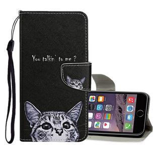 For iPhone 6 Plus / 6s Plus Colored Drawing Pattern Horizontal Flip Leather Case with Holder & Card Slots & Wallet(Little Cat)