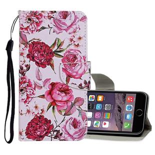 For iPhone 6 Plus / 6s Plus Colored Drawing Pattern Horizontal Flip Leather Case with Holder & Card Slots & Wallet(Peony)